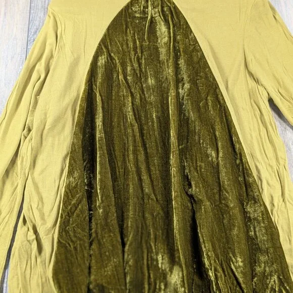 Chicos Top Womens Large Green Velvet Contrast Long Sleeve Casual Lightweight - Picture 6 of 10